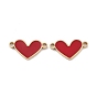 Ion Plating(IP) 304 Stainless Steel Enamel Connector Charms, Love Heart Links, Golden