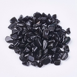 Natural Black Stone Chip Beads, Tumbled Stone, No Hole/Undrilled