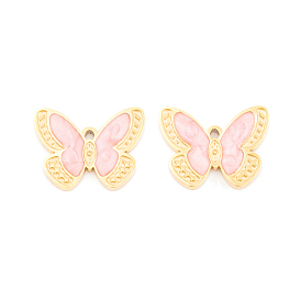 Ion Plating(IP) 304 Stainless Steel Charms, with Enamel, Real 18K Gold Plated, Butterfly Charm