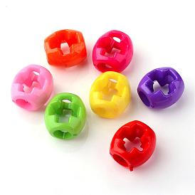 Opaque Acrylic Beads, Oval with Cross