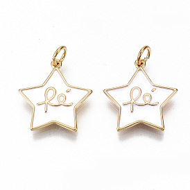 Латунь эмаль подвески, с целью перехода в кольце, без никеля , реальный 18 k позолоченный, звезда