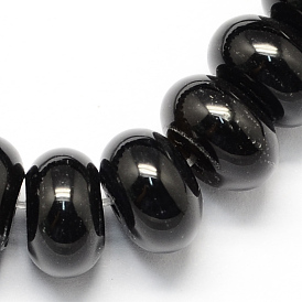 Brins de perles d'onyx noir naturel teint, rondelle en forme