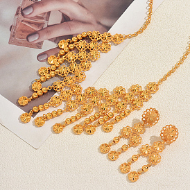 Наборы сережек-гвоздиков и колье из сплава с полыми цветочными кисточками для женщин