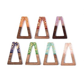 Подвески из непрозрачной смолы и орехового дерева, трапециевидные подвески, с блестящей пудрой и золотой фольгой