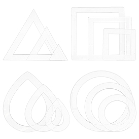 Outil de coupe de franges en acrylique transparent, outil de coupe de dessous de verre en macramé, Guide de coupe de la tondeuse à macramé, Anneau rond & carré & triangle & larme