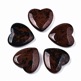Natural Mahogany Obsidian Heart Love Stone, Pocket Palm Stone for Reiki Balancing