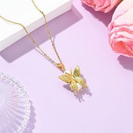 Brass Micro Pave Cubic Zirconia and Natural Pearl Butterfly Pendant 304 Stainless Steel Cable Chain Necklaces for Women, Floral White