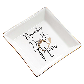 CREATCABIN Porcelain Square Jewelry Holder, Jewelry Tray, for Holding Small Jewelries, Rings, Necklaces, Earrings, Bracelets, Trinket, for Women Girls Birthday Gift
