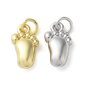 Eco-Friendly Rack Plating Brass Pendants, with Jump Ring, Long-Lasting Plated, Lead Free & Cadmium Free, Foot Charms