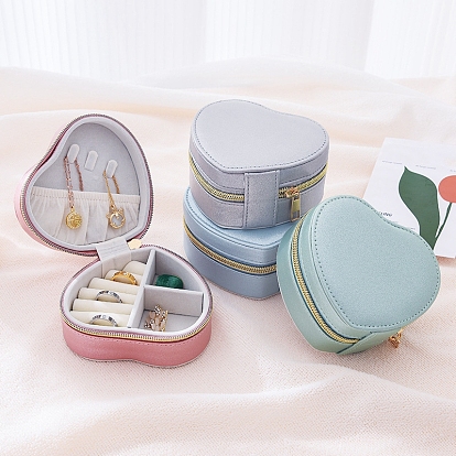 PU Leather Jewelry Box, Travel Portable Jewelry Case, Zipper Storage Boxes, for Necklaces, Rings, Earrings and Pendants
