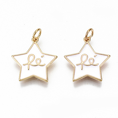 Латунь эмаль подвески, с целью перехода в кольце, без никеля , реальный 18 k позолоченный, звезда