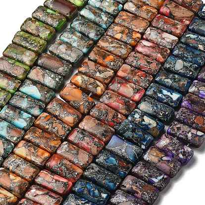 Синтетические имперские нитки из бисера яшмы, окрашенные, прямоугольные, 2-луночное