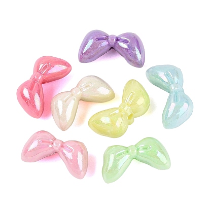 Opaque Plastic Beads, Bowknot, AB Color Plated