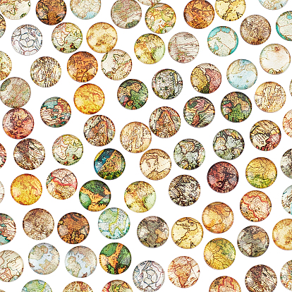 100 стеклянные кабошоны шт., плоские круглые с рисунком