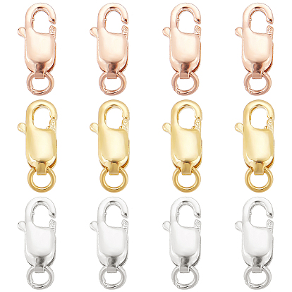 12pcs 3 couleurs 925 fermoirs mousquetons en argent sterling, avec cachet 925