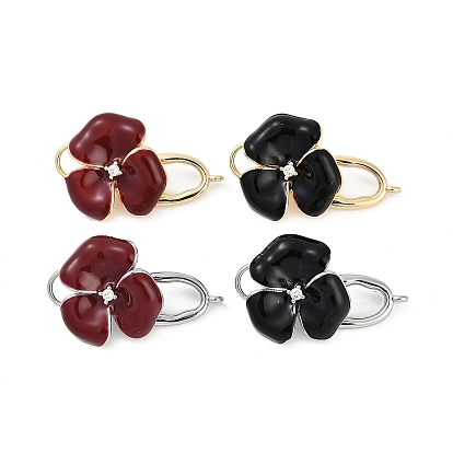 Латунное микропейв, прозрачный кубический цирконий, складные застежки, без кадмия, без никеля и без свинца, с эмалью, цветок