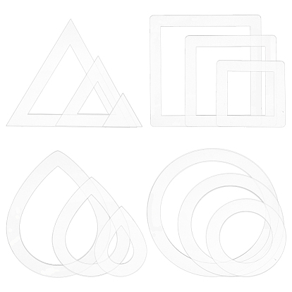 Outil de coupe de franges en acrylique transparent, outil de coupe de dessous de verre en macramé, Guide de coupe de la tondeuse à macramé, Anneau rond & carré & triangle & larme