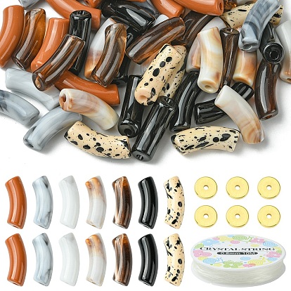 Kits de pulseras elásticas para hacer tú mismo, incluyendo granos de acrílico, Abalorios de latón, Hilo de cristal elástico