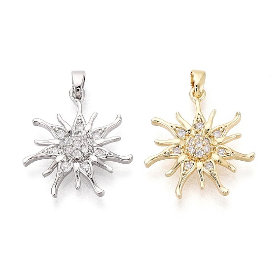 Латунные микропаве прозрачные подвески с фианитом, солнечные чары