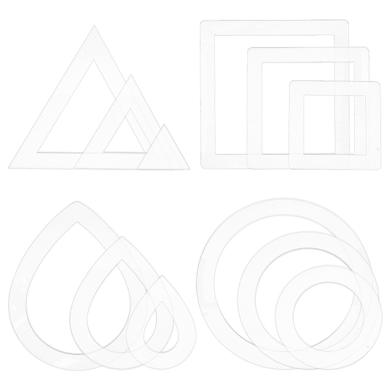 Transparent Acrylic Fringe Trimming Tool, Macrame Coaster Cutting Tool, Macrame Trimmer Cutting Guide, Round Ring & Square & Triangle & Teardrop