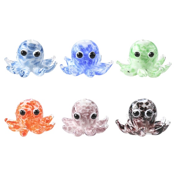 6 шт. 6 цвета, бусины ручной работы, бусы лэмпворк, нити, осьминог