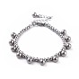 304 Stainless Steel Charm Bracelets, with Lobster Claw Clasps and Extension Chains