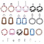 DIY Earring Making Kits, with Brass Stud Earring Findings, Handmade Raffia Woven Pendants, Mixed Shapes