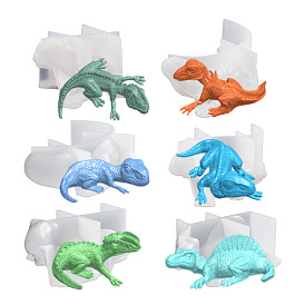 Dinosaur Shape DIY Silicone Molds, Display Decoration Molds, Resin Casting Molds, for UV Resin, Epoxy Resin Craft Making