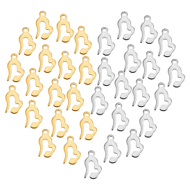 Unicraftale 40Pcs 2 Colors Vacuum Plating 304 Stainless Steel Charms, Heart