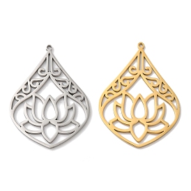 304 подвески из нержавеющей стали, лазерная резка, слезинка с подвеской в виде лотоса