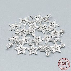 925 Sterling Silver Charms, with Jump Ring, Star