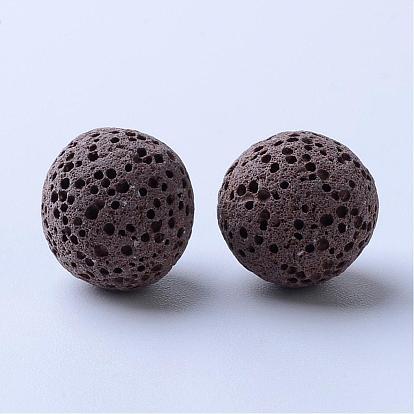 Unwaxed Natural Lava Rock Beads, for Perfume Essential Oil Beads, Aromatherapy Beads, Dyed, Round, No Hole