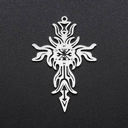 201 Stainless Steel Pendants, Laser Cut, Cross