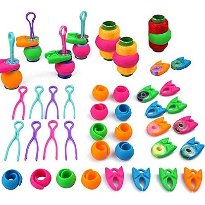 Holders Sets, with Plastic Sewing Thread Bobbins Holders, Silicone Thread Spool Huggers & Bobbin Holders, Plastic Bobbin Thread Buddies Clips