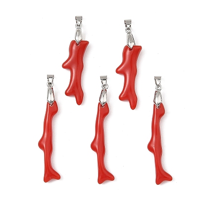 Opaque Acrylic Imitation Coral Big Pendants, Nuggets Charms
