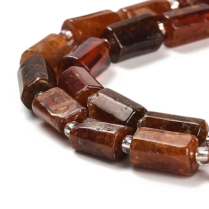 Natural Garnet Beads Strands, with Seed Beads, Faceted Column