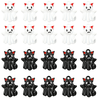 32 шт. 2 цвета подвески с эмалью из сплава Хэллоуина, призрачное очарование
