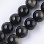 Natural Golden Sheen Obsidian Beads Strands, Grade A, Round