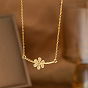 Подвеска в виде цветка из латуни с микропаве и прозрачными кубическими циркониями 304 Цепочка из нержавеющей стали для женщин