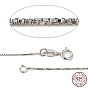 925 Sterling Silver Necklaces, Box Chains, with Spring Ring Clasps, Thin Chain