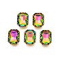Sew on Rhinestone, Transparent Glass Rhinestones, with Iron Prong Settings, AB Color Plated, Faceted, Rectangle