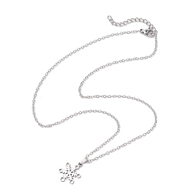 201 Stainless Steel Pendants Necklace, Cable Chain Necklaces, Snowflake