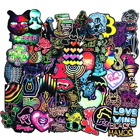 Waterproof PVC Colored Neon Style Stickers, for Water Bottles, Laptop, Luggage, Cup, Computer, Mobile Phone, Skateboard, Guitar Stickers, Mixed Pattern