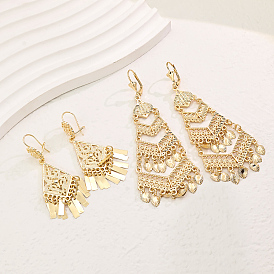 Элегантные латунные серьги-люстры с кисточками, реальный 18 k позолоченный