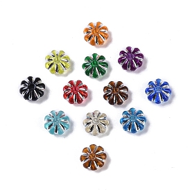 Acrylic Beads, Silver Metal Enlaced, Flower