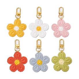 6шт 6цвета цветок полиэстер подвеска украшение, Поворотные застежки-брелки для украшения сумок
