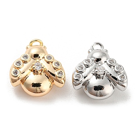 Brass Micro Pave Cubic Zirconia Charms, Beetle