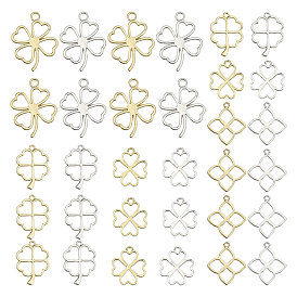 32шт 8 стили подвески из сплава с открытой спиной, прелести клевера для смолы, изготовление ювелирных изделий из эпоксидной смолы