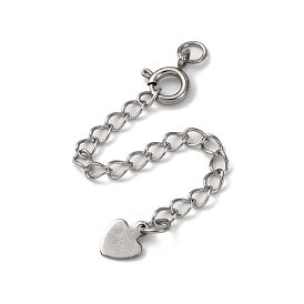 304 удлинитель цепи из нержавеющей стали, сердце, с пружинными застежками и подвесками