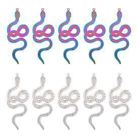 20 шт. 2 цвета ионное покрытие (ip) 304 большие кулоны из нержавеющей стали с филигранью, гравированные металлические украшения, змея